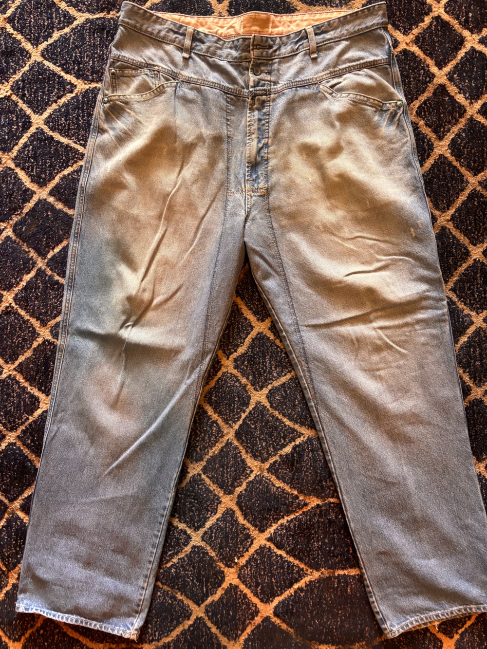 Vintage Marithé François Girbaud Light Blue Denim Jeans with Gold Logo Patch